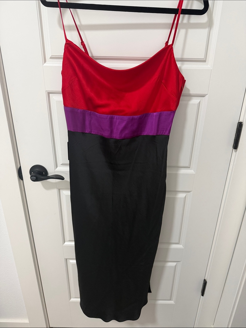 Express Red, Purple & Black Slip Midi Dress